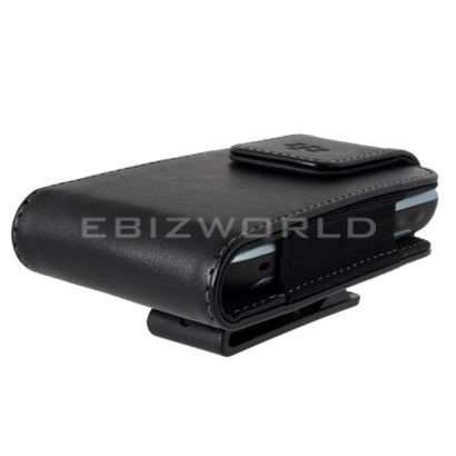 GENUINE BLACKBERRY BLACK LAMBSKIN LEATHER HOLSTER CASE for CURVE 8520 9300 8900 8530 & 9330 with SWIVEL BELT CLIP & ELASTICATED ELASTIC SIDES thumbnail