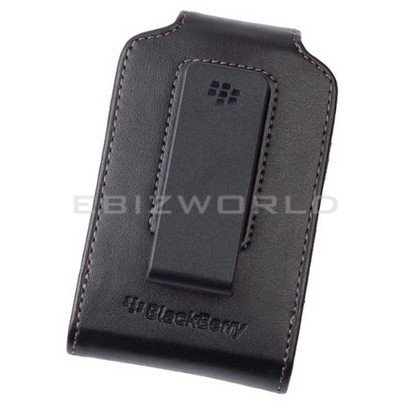 GENUINE BLACKBERRY BLACK LAMBSKIN LEATHER HOLSTER CASE for CURVE 8520 9300 8900 8530 & 9330 with SWIVEL BELT CLIP & ELASTICATED ELASTIC SIDES thumbnail