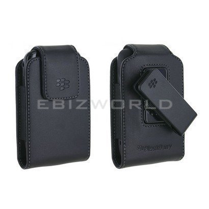 GENUINE BLACKBERRY BLACK LAMBSKIN LEATHER HOLSTER CASE for CURVE 8520 9300 8900 8530 & 9330 with SWIVEL BELT CLIP & ELASTICATED ELASTIC SIDES thumbnail