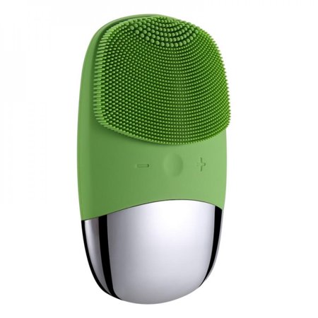 MEROTABLE Mini USB Electric Face Cleaner Waterproof Rechargeable Massage Brush Green