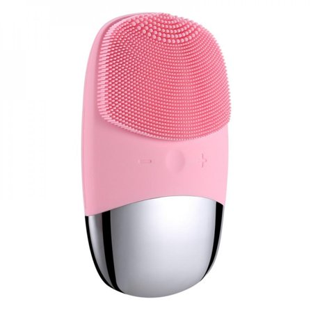 MEROTABLE Mini USB Electric Face Cleaner Waterproof Rechargeable Massage Brush Pink