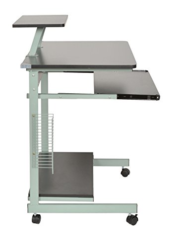 Ts-ideen 11808 Side Computer Desk Labtop Study Table Workstation Swivel Wheels Movable Portable Trolley 15 Mm MDF Design Bureau Office Shelf Metal Bla