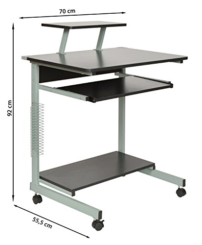 Ts-ideen 11808 Side Computer Desk Labtop Study Table Workstation Swivel Wheels Movable Portable Trolley 15 Mm MDF Design Bureau Office Shelf Metal Bla thumbnail
