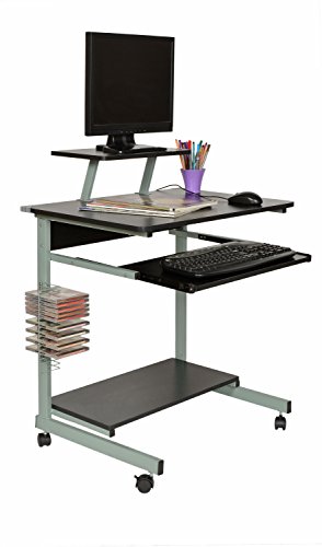 Ts-ideen 11808 Side Computer Desk Labtop Study Table Workstation Swivel Wheels Movable Portable Trolley 15 Mm MDF Design Bureau Office Shelf Metal Bla thumbnail