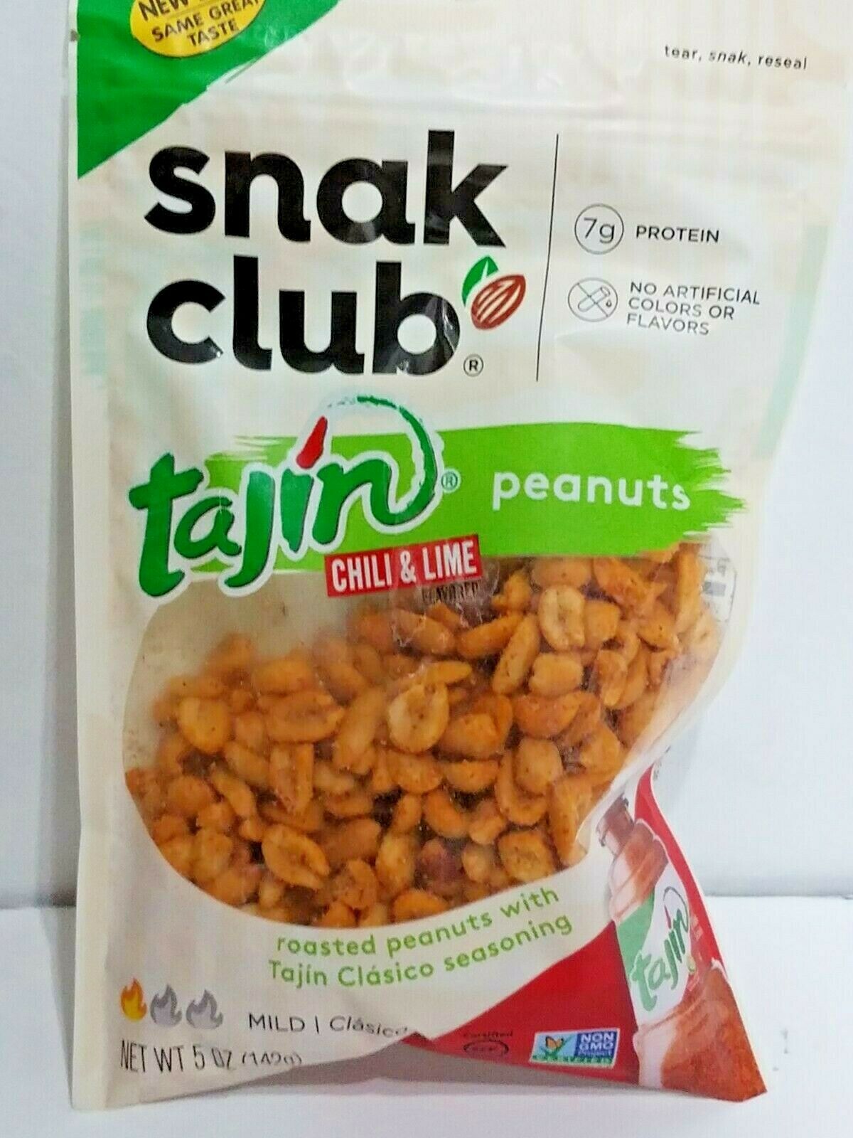 Snak Club Tajin Chili and Lime Peanuts 5 Oz Bagged (Pack of 6)
