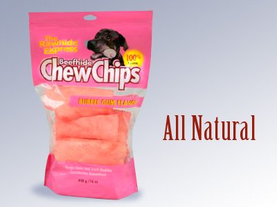 The Rawhide Express Beefhide Chew Chips Bubble Gum Flavor Dog Treats, 16-oz Bag