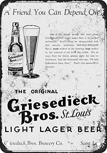 1939 Griesedieck Light Lager Beer Vintage Look Reproduction Metal Tin Sign 8X12 Inches