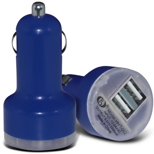 (Blue) BlackBerry Curve 9320, 9220, 9380, 9370, 9360, 9350, 8530 Universal 12v Mini Bullet USB Dual Port in Car Charger Exclusive to *Aventus*