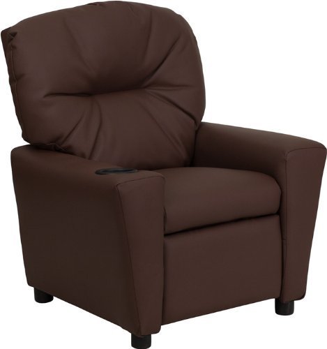 Flash Furniture BT-7950-KID-BRN-LEA-GG Contemporary Brown Leather Kids Recliner with Cup Holder by Flash Furniture