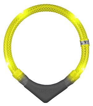 404985609335 Leuchtie Plus - Yellow - 35 Cm Head Circumference - Dog LED Light Collar with 4 Extremely Bright High Quality Superflux LED Lights - with