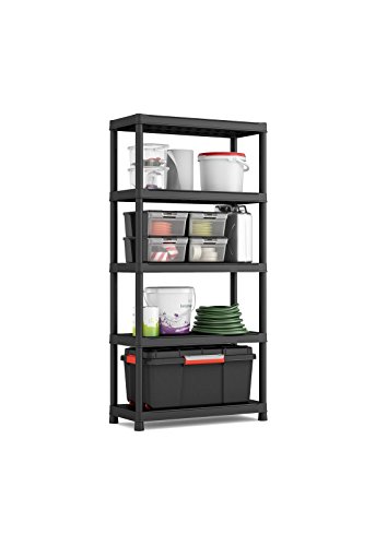 Heavy Duty 5 Tier Plastic Racking Shelf Shelves Shelving Storage Unit - 275 Kg Load Capacity! 55 Kg per Shelf! High or Wide Multi-Functional Units! thumbnail