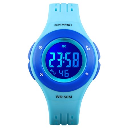 Yesfashion 1455 Kid LED Digital Sports Watch Date Week EL Light Waterproof Alarm Colorful Wristwatch