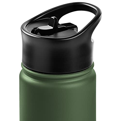 Retrospec Alder Insulated Water Bottle with Straw Lid & Handle Cap - Stainless Steel Wide Mouth Double-Wall Vacuum Insulated Thermos - BPA Free Leakpr thumbnail