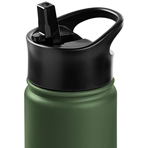 Retrospec Alder Insulated Water Bottle with Straw Lid & Handle Cap - Stainless Steel Wide Mouth Double-Wall Vacuum Insulated Thermos - BPA Free Leakpr thumbnail