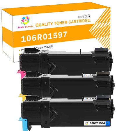 Toner H-Party 3-Pack Compatible Toner Cartridge for Xerox 106R01594 106R01595 106R01596 for Use with Phaser 6500 6500N 6500DN  WorkCentre 6505 6505N 6