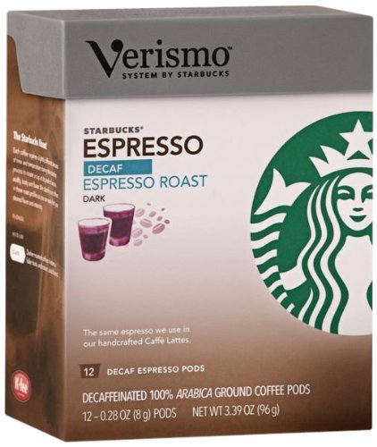 Starbucks Verismo by Espresso Roast Decaf Pod Pack, 12 Count