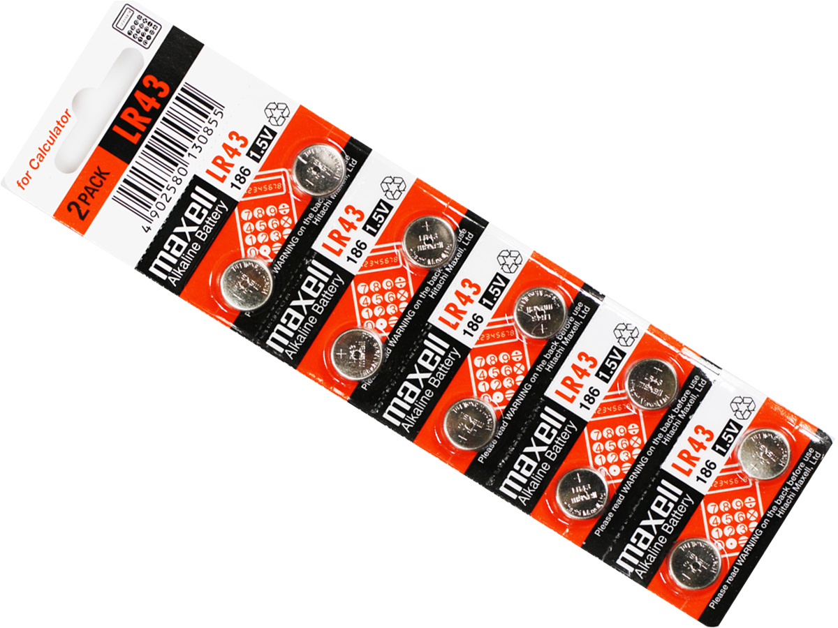 10pcs Maxell LR43 1.5v Alkaline Button Batteries Also Known as AG12 301 386 L1142 LR1142 186 D301 D386
