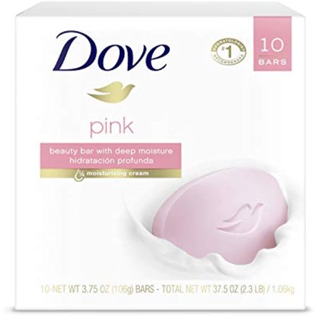 Dove Beauty Bar Gentle Cleanser for Softer and Smoother Skin Pink More Moisturizing Than Ordinary Bar Soap 3.75 Oz 10 Bars