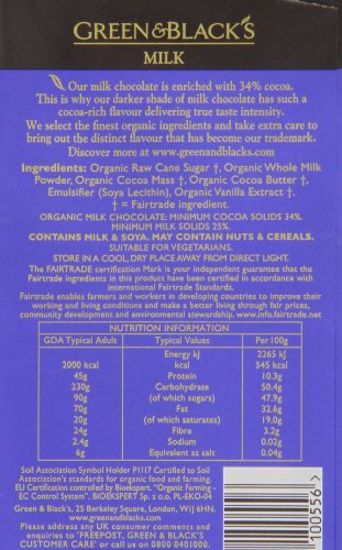 GREEN & BLACK'S ORGANIC CHOCOLATE BAR MILK CHOCOLATE 100 GR