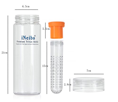 INeibo Infuser Water Bottle 27oz/800ml - Best Flavor Infusion Sport Bottle Made from Premium Eastman TRITAN Material - BPA Free - Leak Proof - 24 Oz -