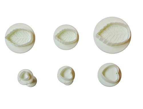 Outop 10 Sets (33 Pcs) Plunger Cutters Sugarcraft Cake Decorating (Heart, Veined Butterfly, Star, Daisy, Veined Rose Leaf ,Carnation, Blossom, Flower, thumbnail
