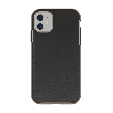 Photo 1 of Onn. Vegan Leather with Gold Metallic Trim Case for iPhone 11 / iPhone XR - Black