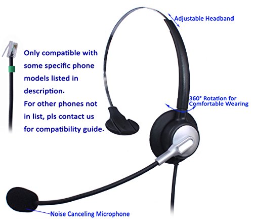 Wantek Wired Call Center Telephone Headset Headphone with Mic for NEC Aspire DT300 DSX Polycom 335 400 Avaya 1416 Aastra 6757i Mitel 5330 ShoreTel IP2 thumbnail