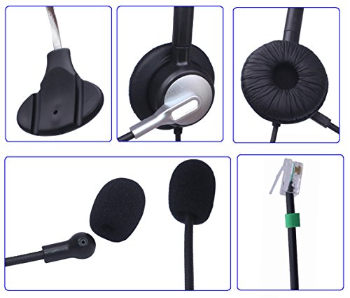 Wantek Wired Call Center Telephone Headset Headphone with Mic for NEC Aspire DT300 DSX Polycom 335 400 Avaya 1416 Aastra 6757i Mitel 5330 ShoreTel IP2 thumbnail