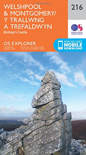 Ordnance Survey Explorer 216 Welshpool & Montegomery Map with Digital Version, Orange