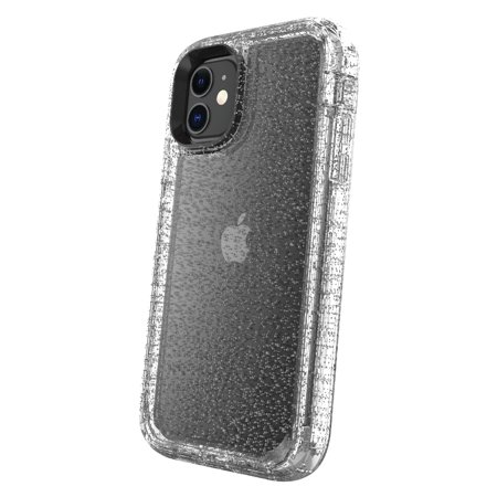 Photo 1 of Onn. Rugged Phone Case for iPhone 11 / iPhone XR - Clear with Silver Glitter