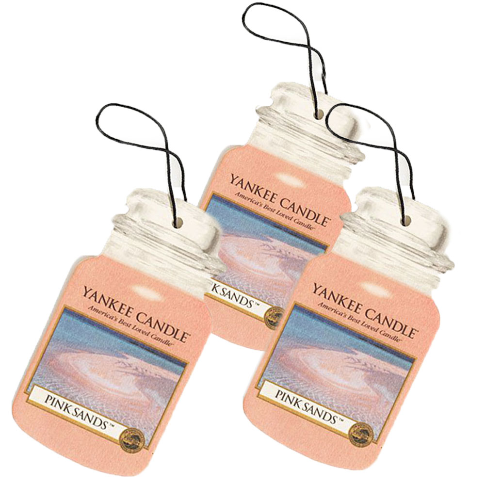 Yankee Candle Classic Paper Car Jar Hanging Air Freshener, Pink Sands (3  Pack) 