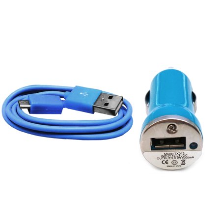 Importer520 Blue Mini USB Home Wall + Car Charger + Micro USB Data Sync / Battery Charge Cable for HTC?Windows Phone 8X HTC 6990 HTC Zenith(at & T  T 