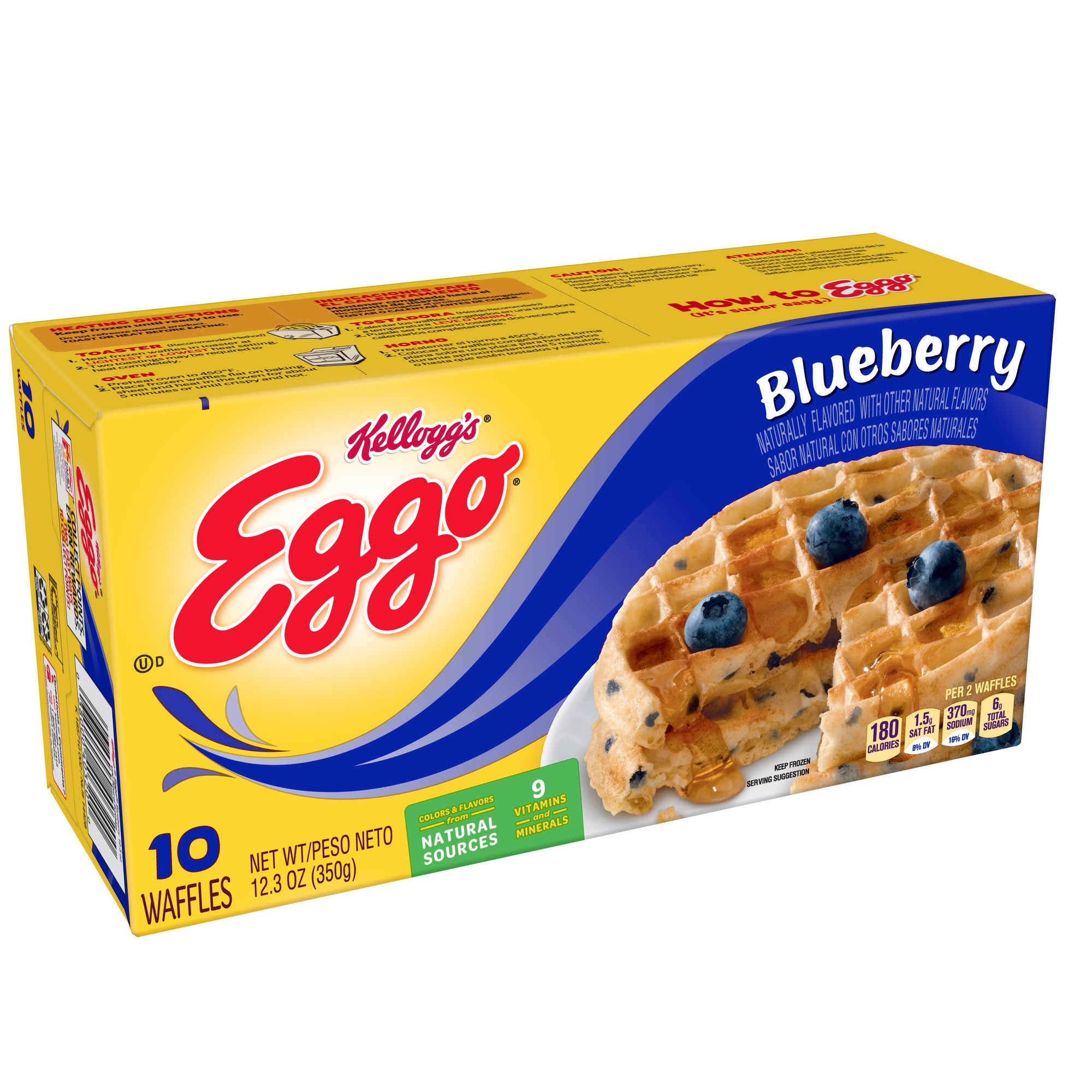 Kellogg S Eggo Frozen Blueberry Waffles Easy Breakfast 12 3 Oz 10 Ct Spoonful