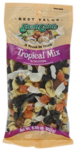 Snak Club Trail Mix, Tropical, 9 Ounce (Pack of 6)