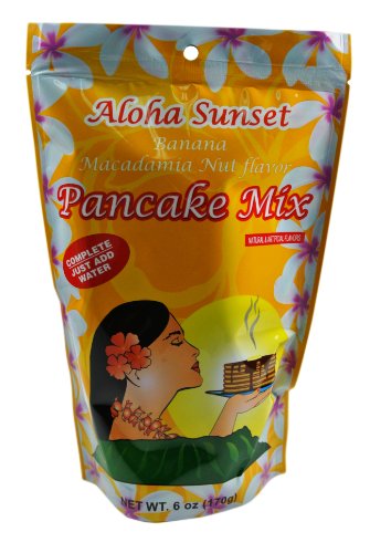 Banana Macadamia Nut Flavor Pancake Mix - 6 X 6 Oz - Made in Hawaii - Complete, Just Add Water thumbnail