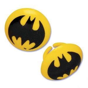 BATMAN Bat Man (12) Cupcake Cake Pop Party Rings Favors Toppers Decorations