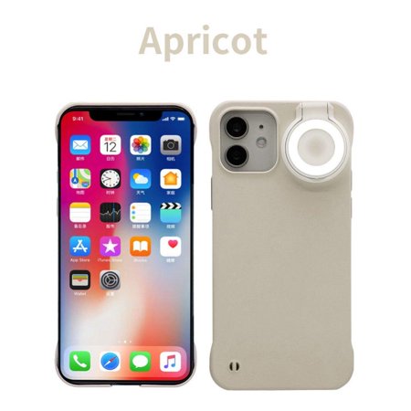 Selfie Ring Light up Pop LED iPhone 13 Pro Max Case GeewThioun 3 Ring Light Modes Luminous Rechargeable Flip Cover for Women(Beige iPhone 13 Pro Max)
