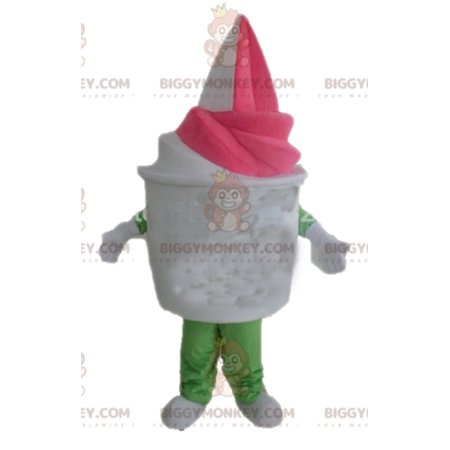 Giant Vanilla-Strawberry Ice Cream Tub BIGGYMONKEY™ Mascot Costume