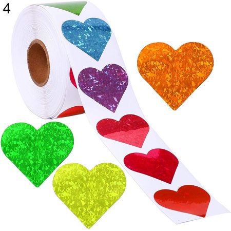 HEVIRGO 500Pcs/Roll Heart-shaped Labels Sticker Candy Gift Box Wedding Valentines Decals Black Coated Paper