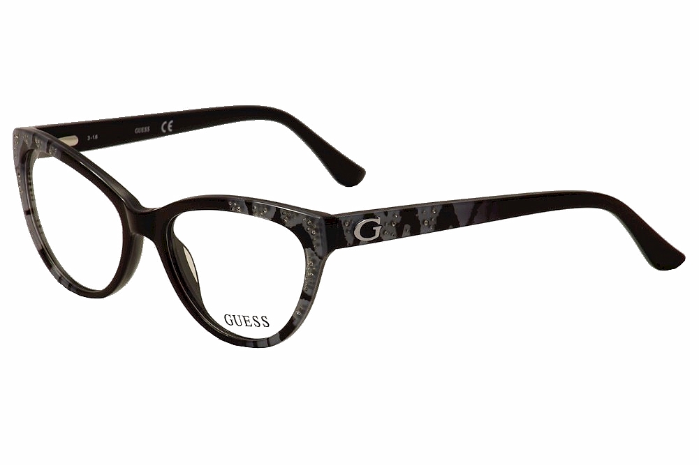 Guess Eyeglasses GU2554 GU/2554 001 Black/Blue Cat Eye Optical Frame 52mm
