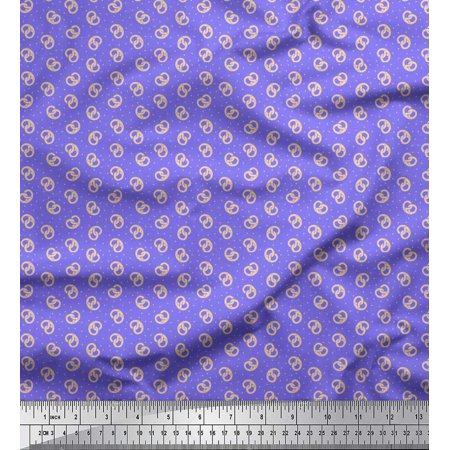 Soimoi Viscose Chiffon Fabric Dot & Pretzels Food Print Fabric by Yard 42 Inch Wide