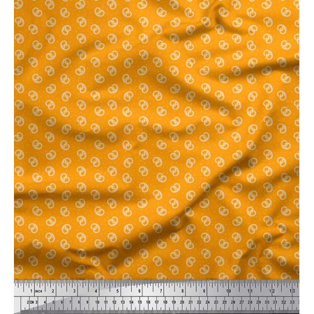 Soimoi Cotton Voile Fabric Dot & Pretzels Food Printed Craft Fabric by the Yard 42 Inch Wide