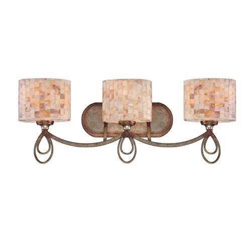 Savoy House 8-3535-3-128 Bath with Penshell Shades, Oxidized Silver