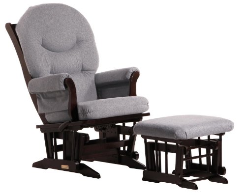 Dutailier Espresso/ Dark Grey Multi-position Sleigh Glider and Ottoman Set