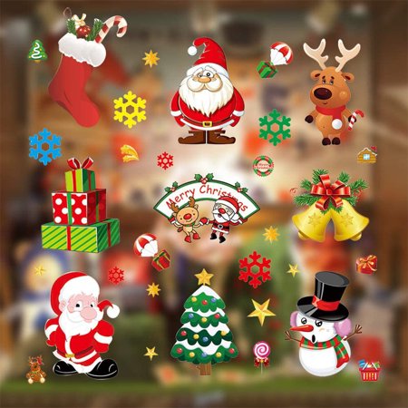 Sky House Santa Claus Refrigerator Sticker Wall Cabinet Window Decal (10Pcs One Package) (01 + 02 + 03 + 04 + 05 + 06 + 07 + 08 + 09 + 10)
