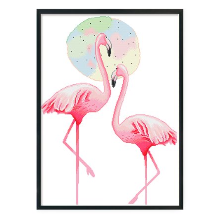 Vakind Pink Animal 3 Strands 11CT Stamped Fabric Cross Stitch DIY Kit (Birds 4081)