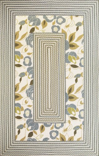 KAS Rugs 5509 Fairfax Floral Outdoor Area Rug, 7-Feet 6-Inch by 9-Feet 6-Inch, Ivory