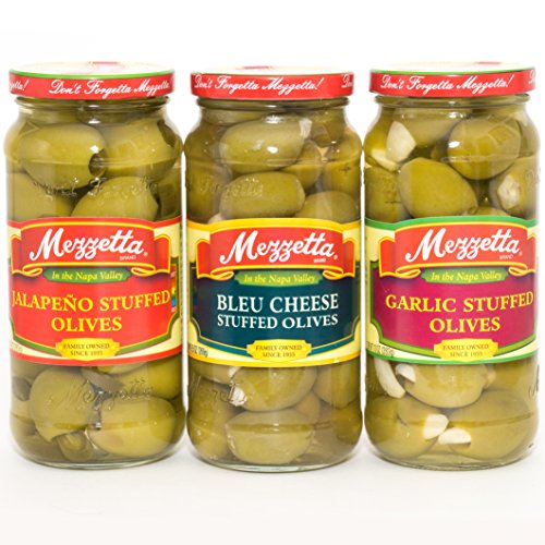Mezzetta Stuffed Olives Variety Gift Pack (Garlic, Bleu Cheese and Jalapeno Stuffed Olives) thumbnail