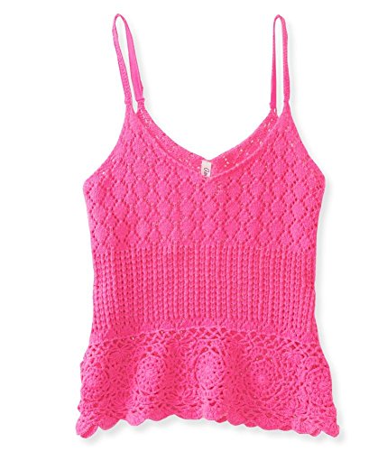Aeropostale Womens Sheer Cropped Crochet Tank Top 668 L