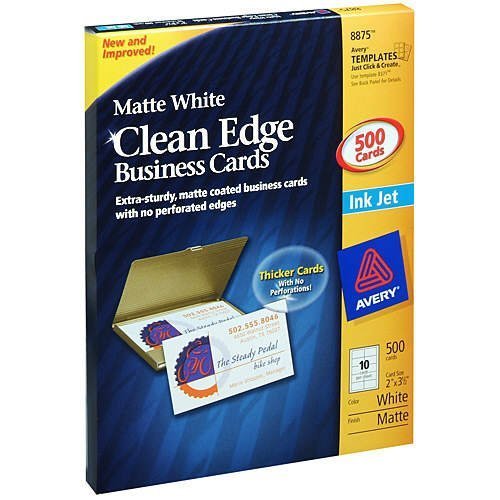 Avery 8875 - Clean Edge Business Cards, Inkjet, White - 500 Cards thumbnail